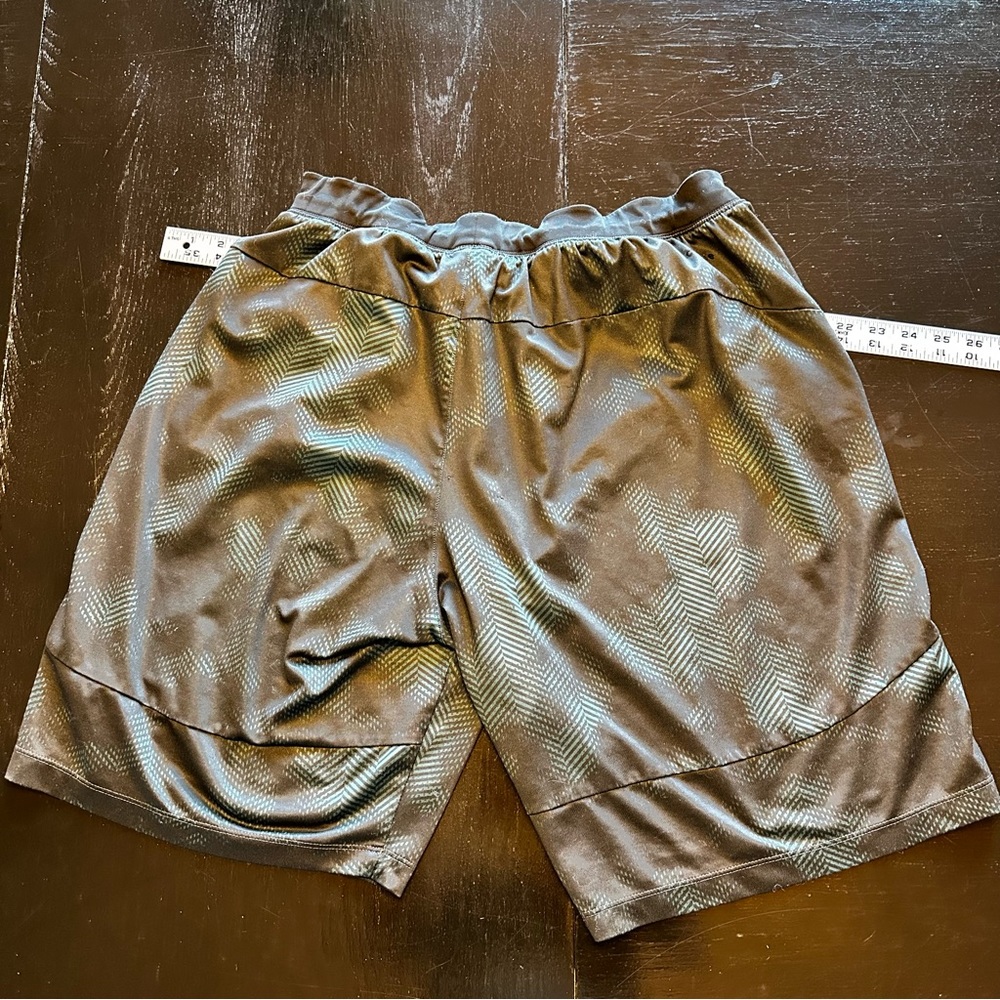 Adidas Large Black and Green Patterned Athletic Above the Knee Shorts